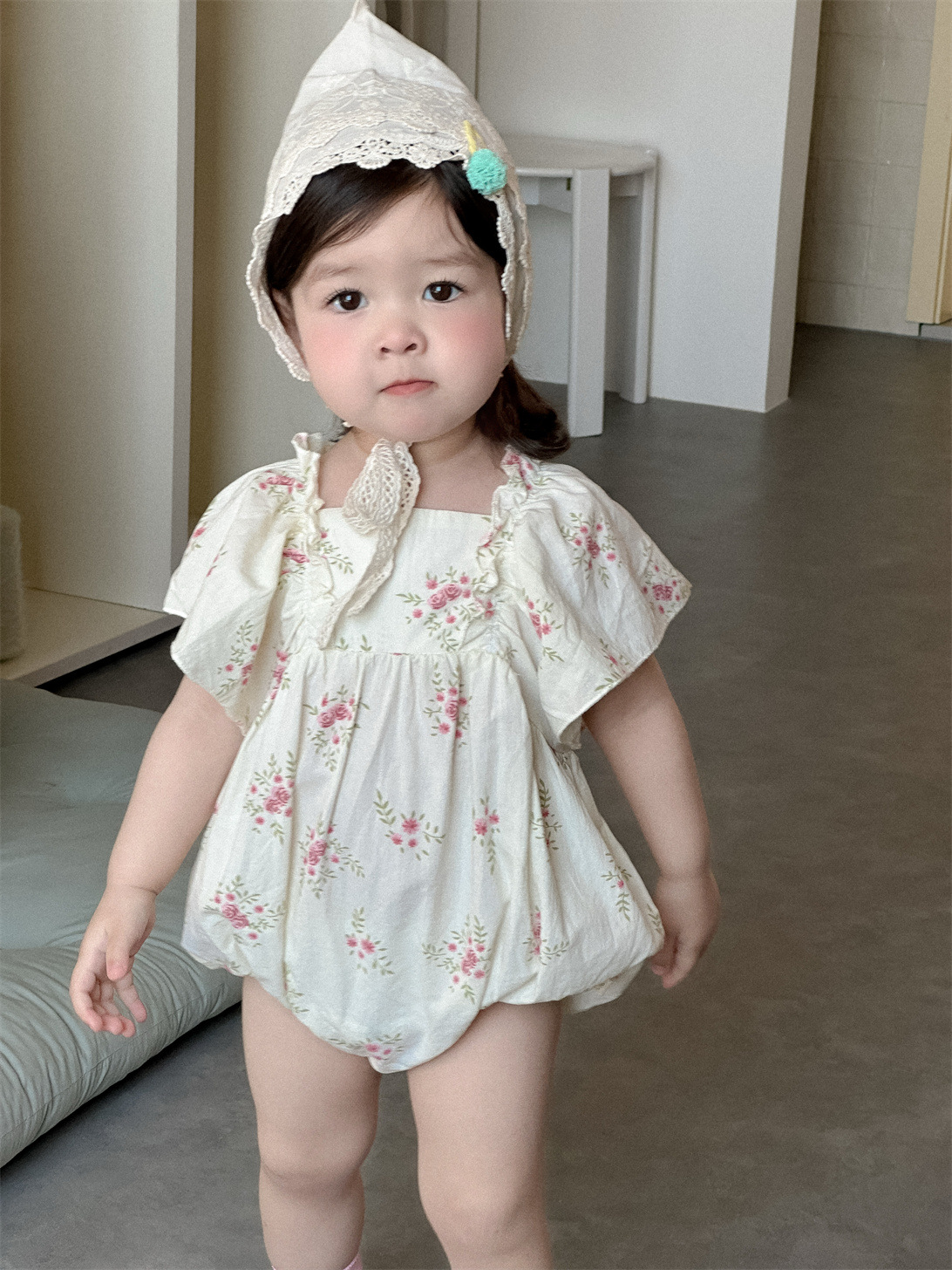 Mono floral para bebé, ropa de verano para niños, ropa infantil estilo coreano, ropa de verano para bebé 2026, pelele para niña