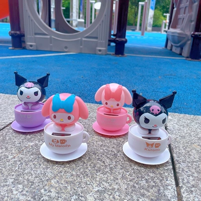 Cartoon Doll Solar Car: Car ornaments