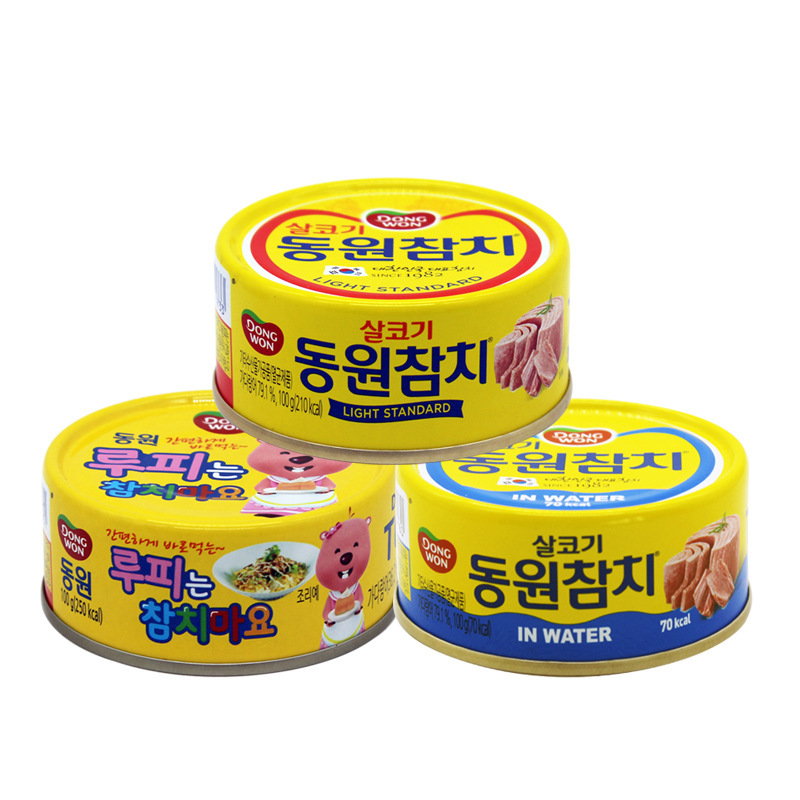 Korean Imported Dongwon Tuna Can 100g, Oil-Soaked, Water-Soaked, Mayonnaise-Flavored, Ready-To-Eat Tuna