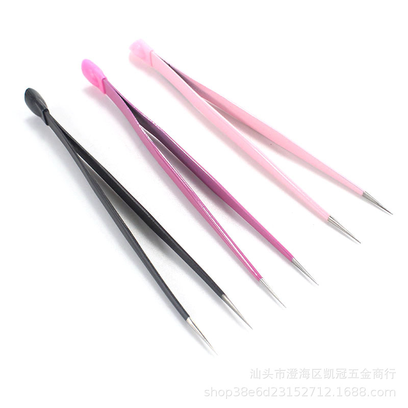多功能美甲镊子双头指甲工具硅胶压花棒指甲粉夹贴纸饰品贴花镊子