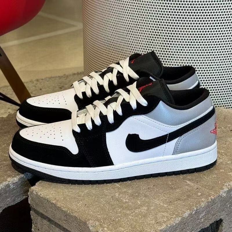 Putian Pure Original Aj1Low Men's Shoes Low-Top Sneakers Black and White Toe Smoke Gray Joe 1 Casual Shoes Women's Silver Small Mocha