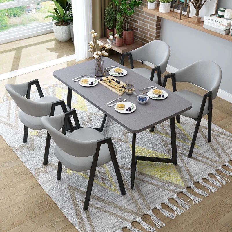 Mesa de comedor nórdica, mesa de comedor rectangular moderna y simple para casa pequeña