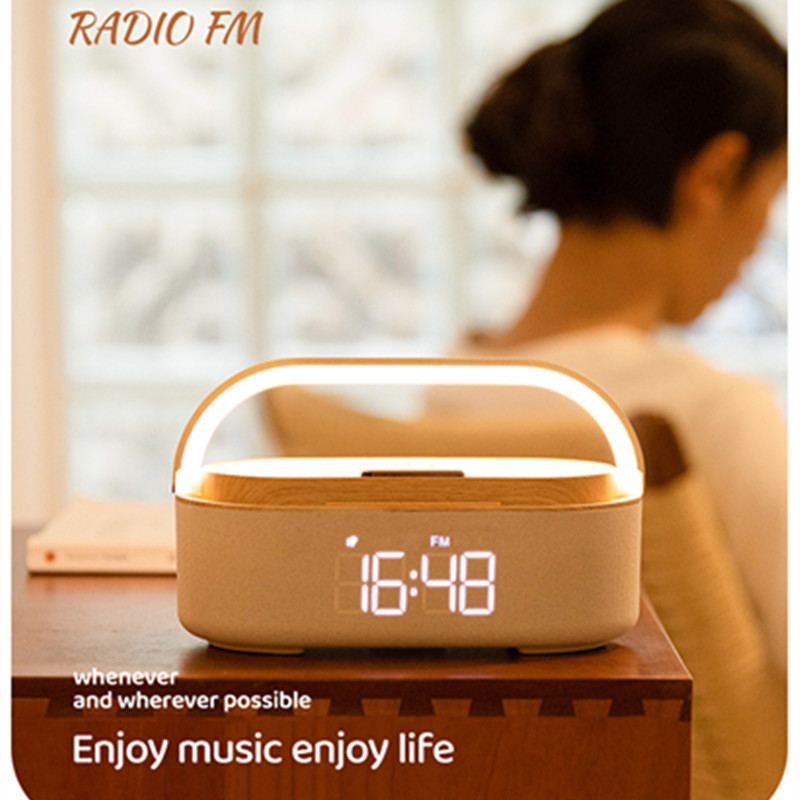 Expansión transfronteriza altavoz Bluetooth inalámbrico multifuncional soporte de teléfono móvil de escritorio lámpara de dormitorio 6 en 1 inalámbrico