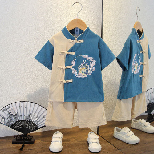 Children's summer boys and girls Hanfu Tang suit Republic of China style antique suit primary school students and toddlers retro performance costumes