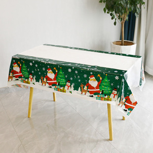 Cross-Border Amazon New Christmas Tablecloth Rectangular Disposable Cartoon Christmas Tablecloth Decorative Pe Tablecloth