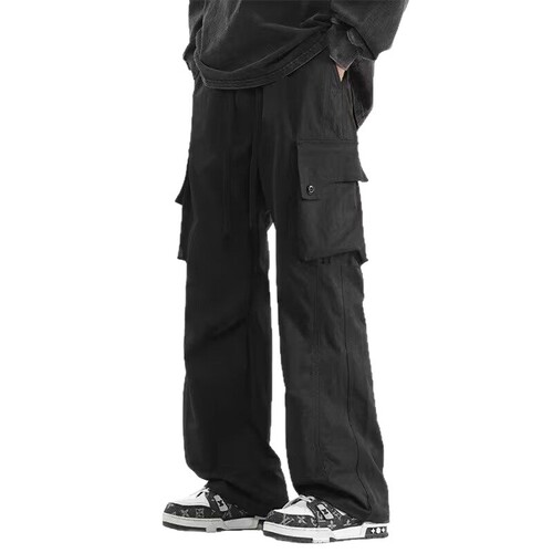 American Street Work Pants for Men - Summer 2025 New Arrival Loose Drawstring Parachute Pants Wide Leg Sports Casual Long Pants