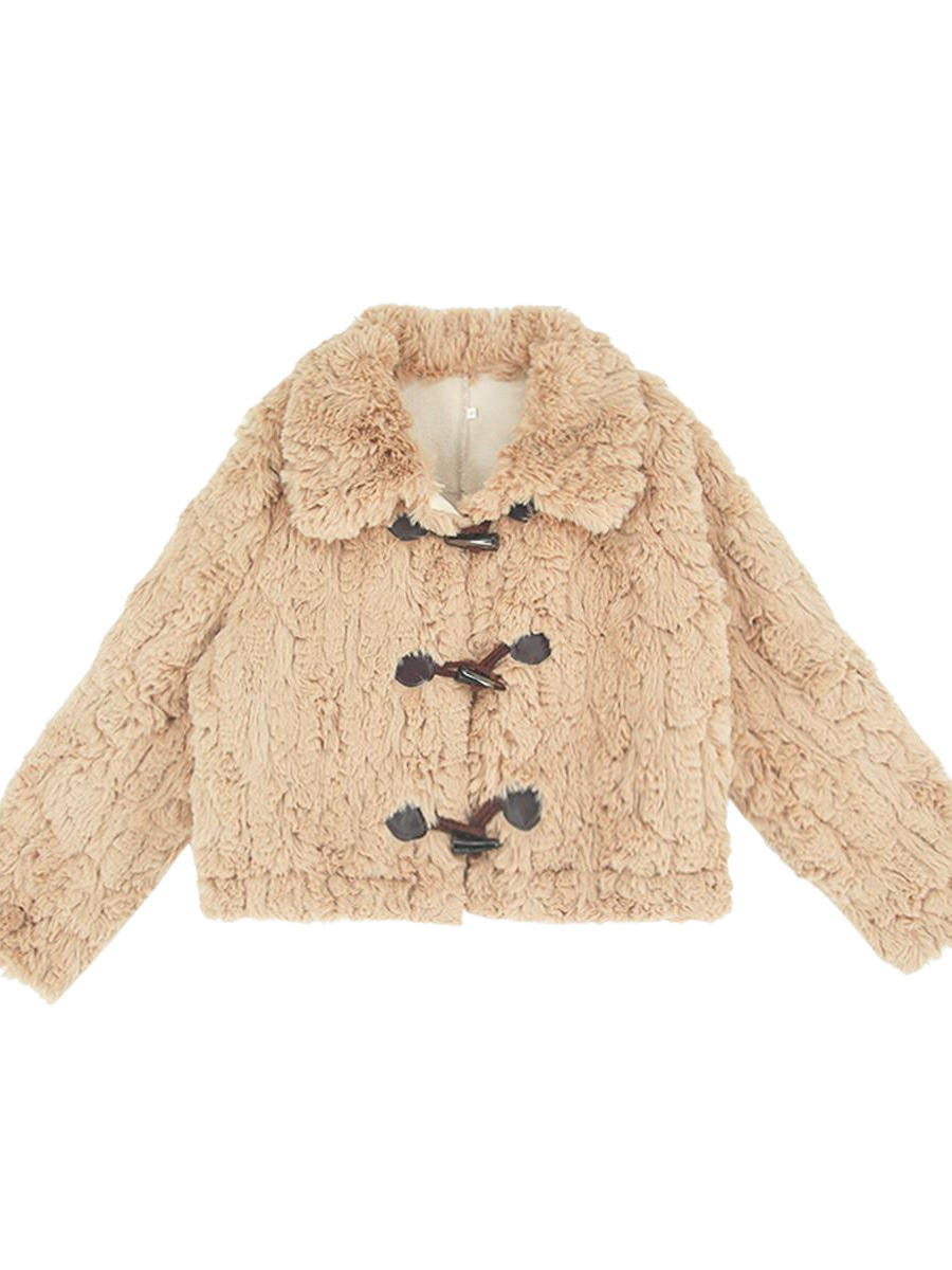 가을과 겨울 새로운 모피 한 LAMBSWOOL COAT 여성의 짧은 작은 남자 코너 버클 모방 토끼 벨벳 가죽