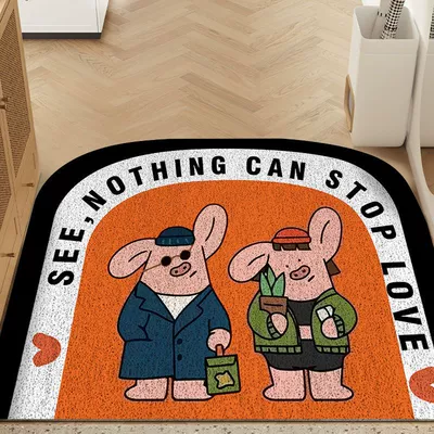 Anti-slip Silk Ring Floor Mat, Avtomobil döşəmə paspasları - couple-pig-4060cm-wire-ring