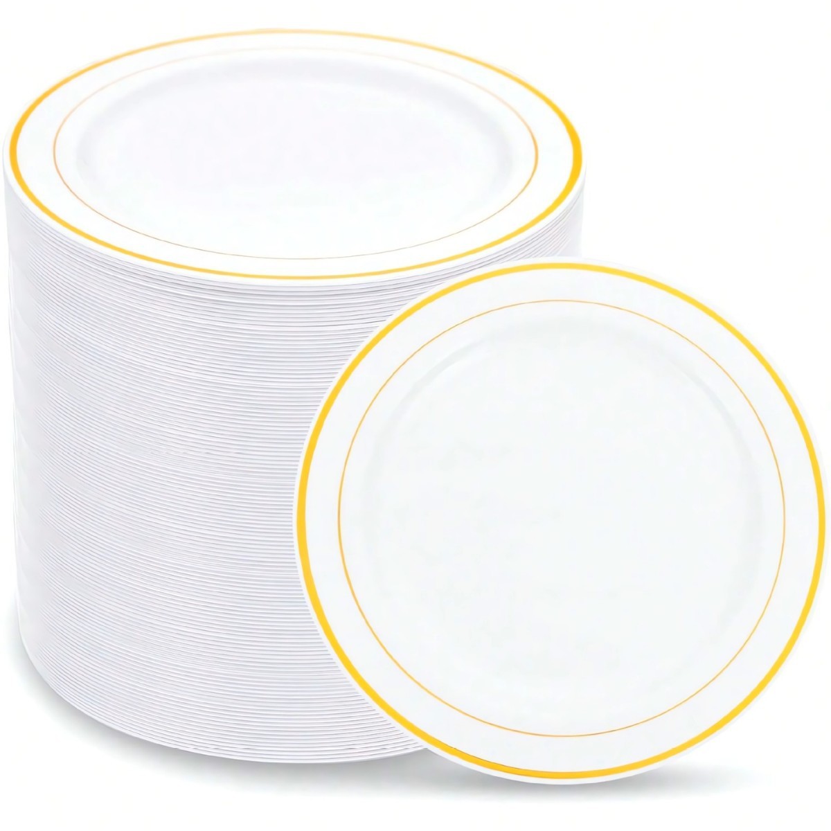 Plato desechable transfronterizo 7.5 9 10.25 pulgadas Plato de plástico con fondo negro y Phnom Penh Plato alimenticio dorado PS