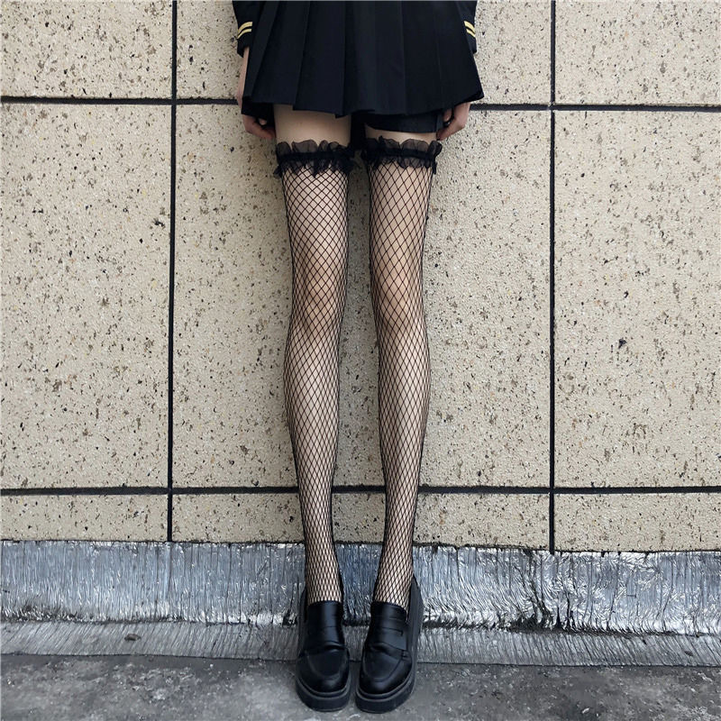 Solid Color Sexy Stockings Sexy Fishnet Stockings Bow Black Stockings Women Summer Thin Stockings Lace Over The Knee Socks display picture 4