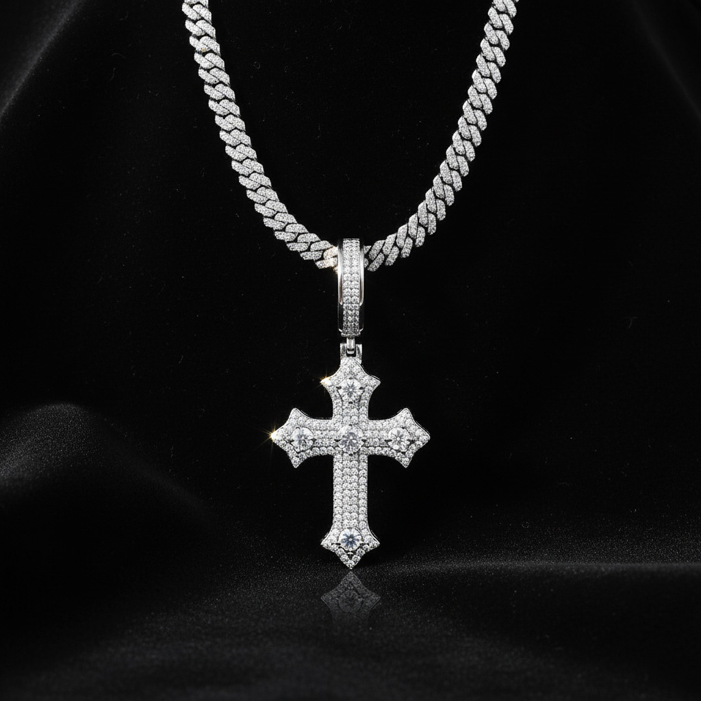 Europa y los Estados Unidos ventas transfronterizas de diamantes s925 plata colgante de cruz de estilo personalidad colgante universal