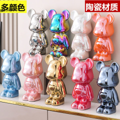 卸売セラミック電気メッキライト高級装飾品愛暴力クマホームテレビキャビネットワインキャビネット装飾アクセサリー保存振尾栄