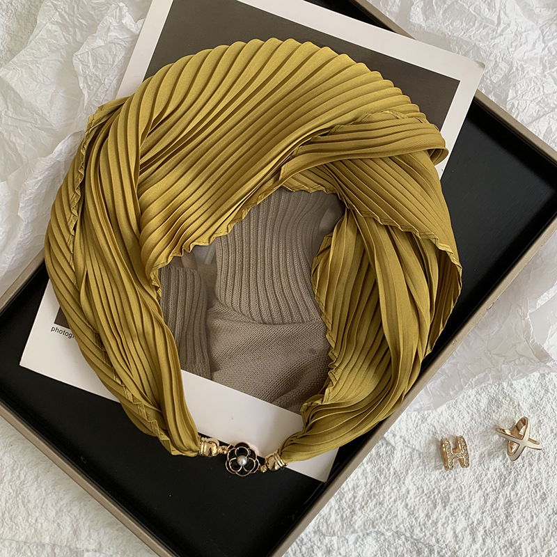 Pañuelo de seda arrugado de seda de imitación magnética con hebilla de rosa de color sólido de verano, protector solar, bufanda decorativa profesional ligera de todo fósforo