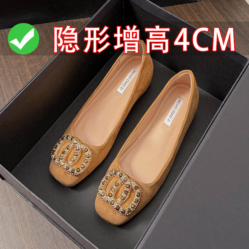 Qadın üçün gizli dabanlı süet ayaqqabı, rhinestone tokalı, 41-43 ölçü