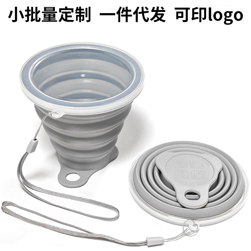 "Cordón de tapa inferior triangular de taza plegable de 270ml" gris