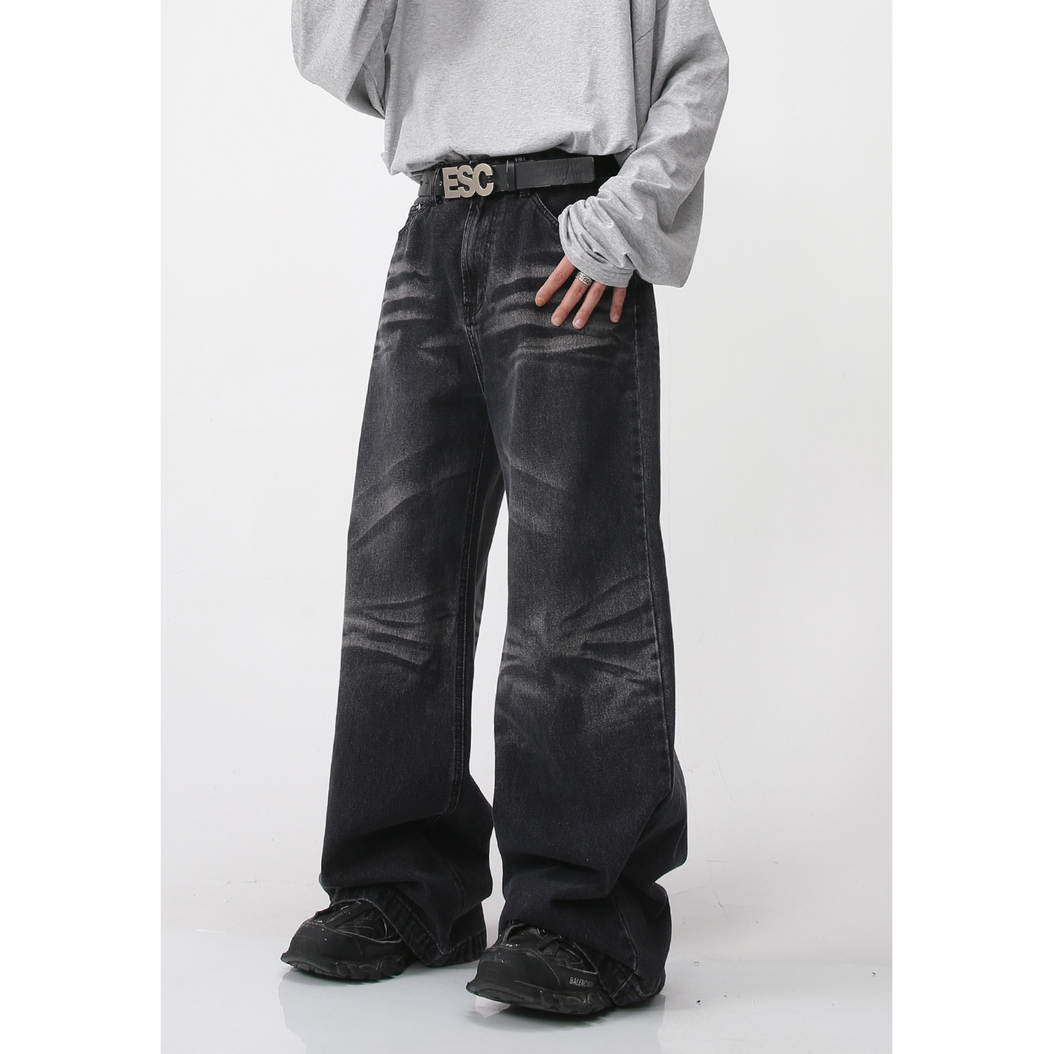 Mtlclothes ropa de los hombres | 2023 primavera nueva casual Denim pantalones sueltos pierna ancha estilo coreano moda Retro