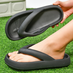 Couple Style Solid Color Flip-Flops Thick-Soled Men's and Women's Slippers Summer Breathable Large Size Non-Slip Design Fashionable Soft Soles