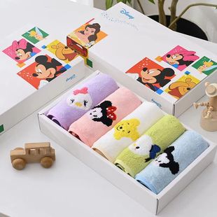 [Five Pack] Dini Coral Fleece Small Towel Embroidered Cute Cartoon Slipstick Kindergarten Children's Hair
