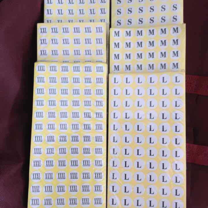 服装码子 鞋子 鞋垫 号码 不干胶纸 标贴数字号码标贴 S M L XL