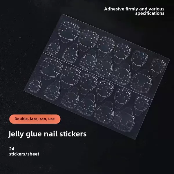 Wear a double-sided sticker 24 stick rhubarb glue nail art adhesive glue waterproof and firm false nail sticker Jelly Glue
