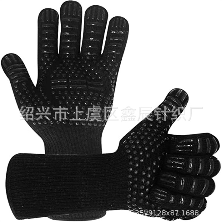 Bbq500 grados aramida resistente a altas temperaturas guantes ignífugos horno microondas aislamiento térmico hornear silicona barbacoa guantes
