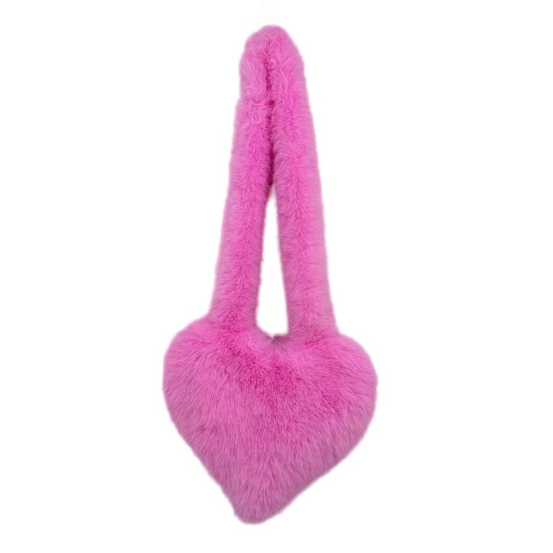 欧美跨境斜挎爱心包仿狐狸皮草毛绒包Heart Shaped Shoulder Bag|undefined