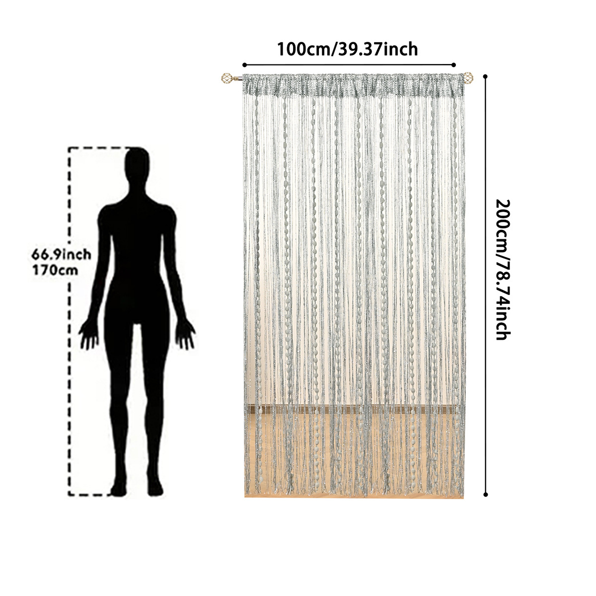 Transfronterizo nuevo criptografado bola de cabello decorado cortina