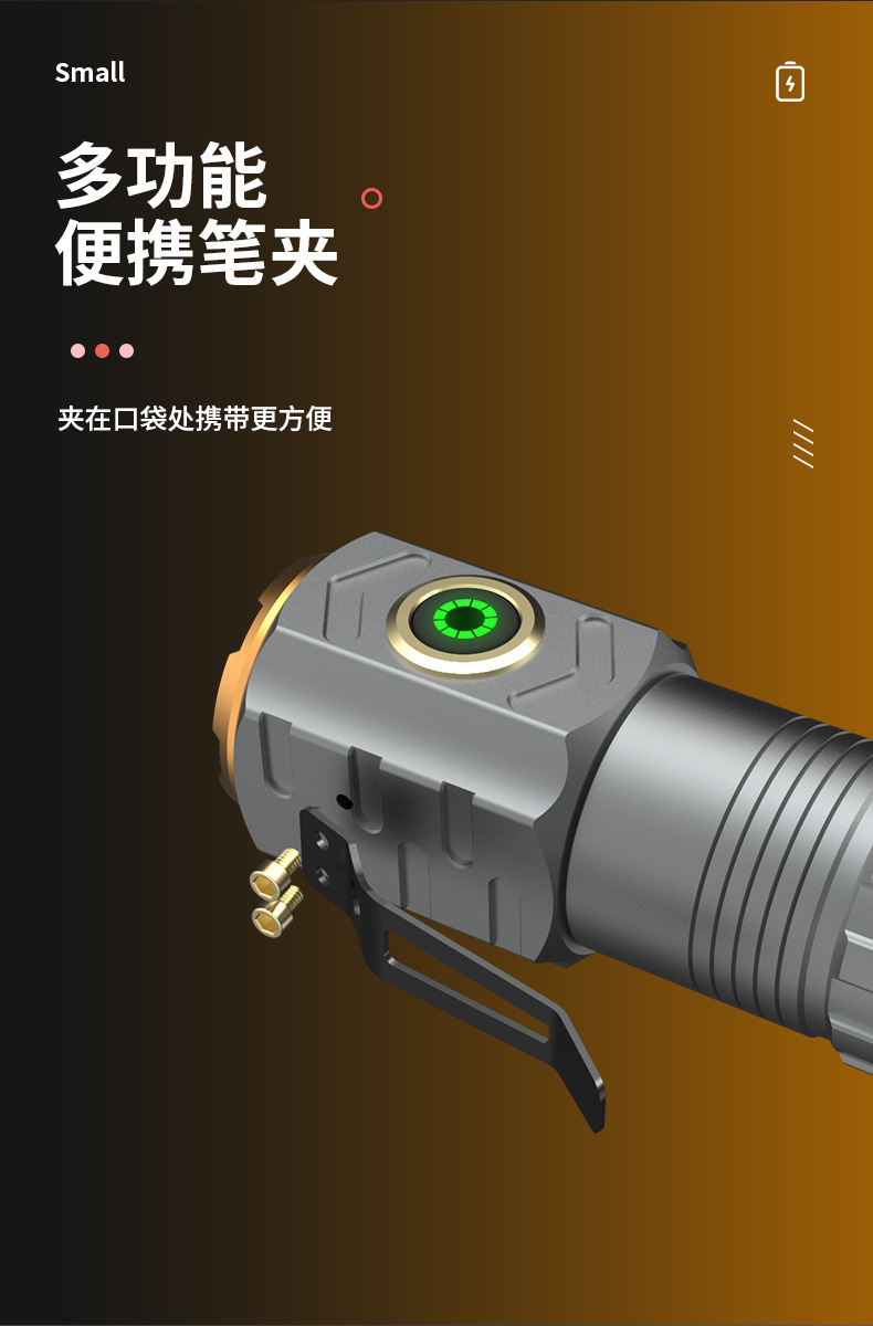Aluminum Alloy Flashlight with Three Eyes, Ultra-Bright, Long-Range, Outdoor, Rechargeable, Zoomable, Mini Camping Style