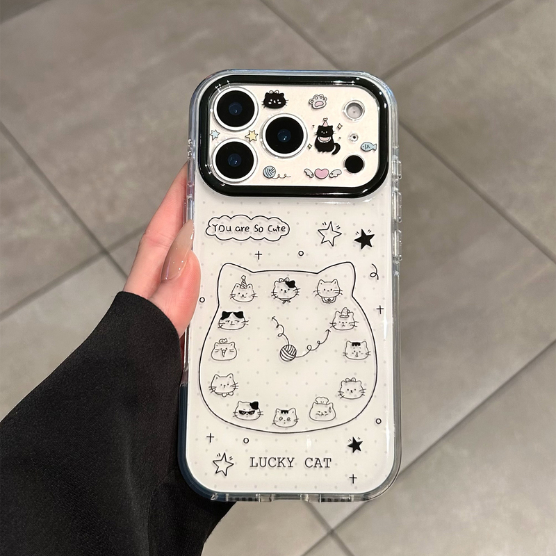 Shiyu Cat Phone Case Suitable for Apple 17/16Pro Niche Anti-Drop Iphone15 Double-Layer 14P Simple Imd