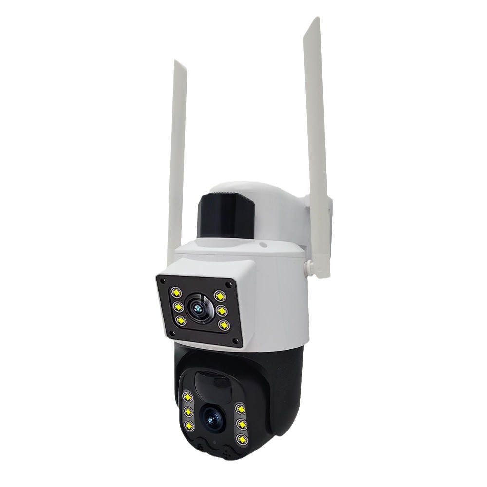 Cámara de monitoreo solar 4G de doble lente al aire libre con visión nocturna de alta definición para huerto de pescado