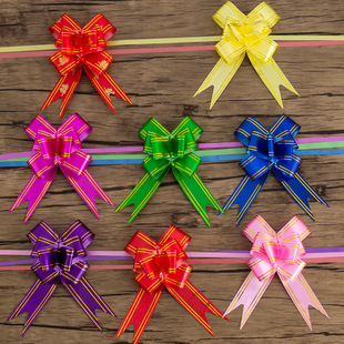 30 Medium Gold Edge Bow Hand Latte Art Wedding Car Ribbon Gift Packaging Decorative Ribbon Latte Art Wholesale
