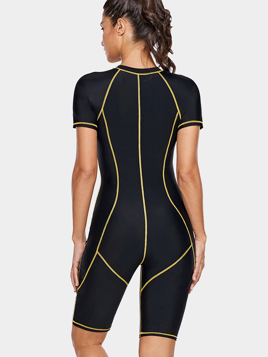 European and American Women's Wetsuit Quick-Drying Zipper Sun Protection Surfing Professional Snorkeling Suit Quick-Drying Tight Elastic One-Piece Swimsuit