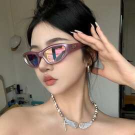 新款运动墨镜Y2K千禧凤欧美高级感复古网红拍照凹造型太阳镜爆款