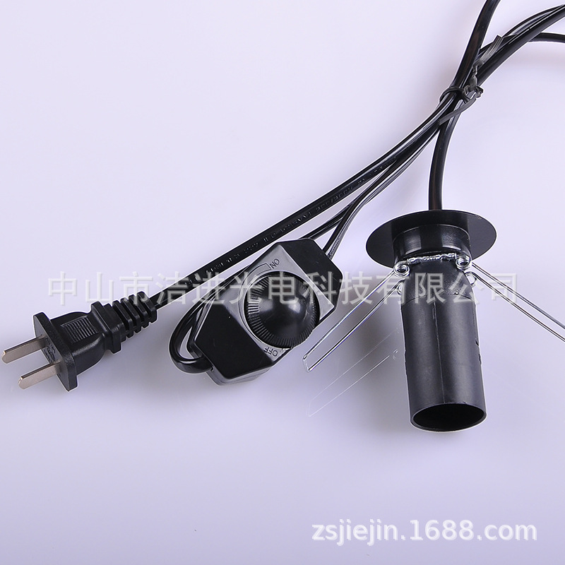 Base de lámpara E14 con soporte para lámpara de sal con luz regulable, enchufe chino de dos clavijas de 1.8 metros, regulable, velocidad ajustable, cable de alimentación con temperatura ajustable. image 2