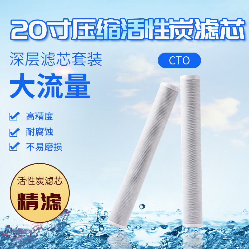 Water purifier currency Filter element wholesale 20 Coir compress Filter element CTO Sintering Activated carbon filter