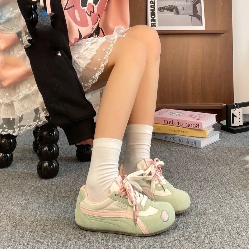 小众厚底德训女款小白鞋子2025秋季新款爆款校园百搭休闲皮面板鞋|undefined