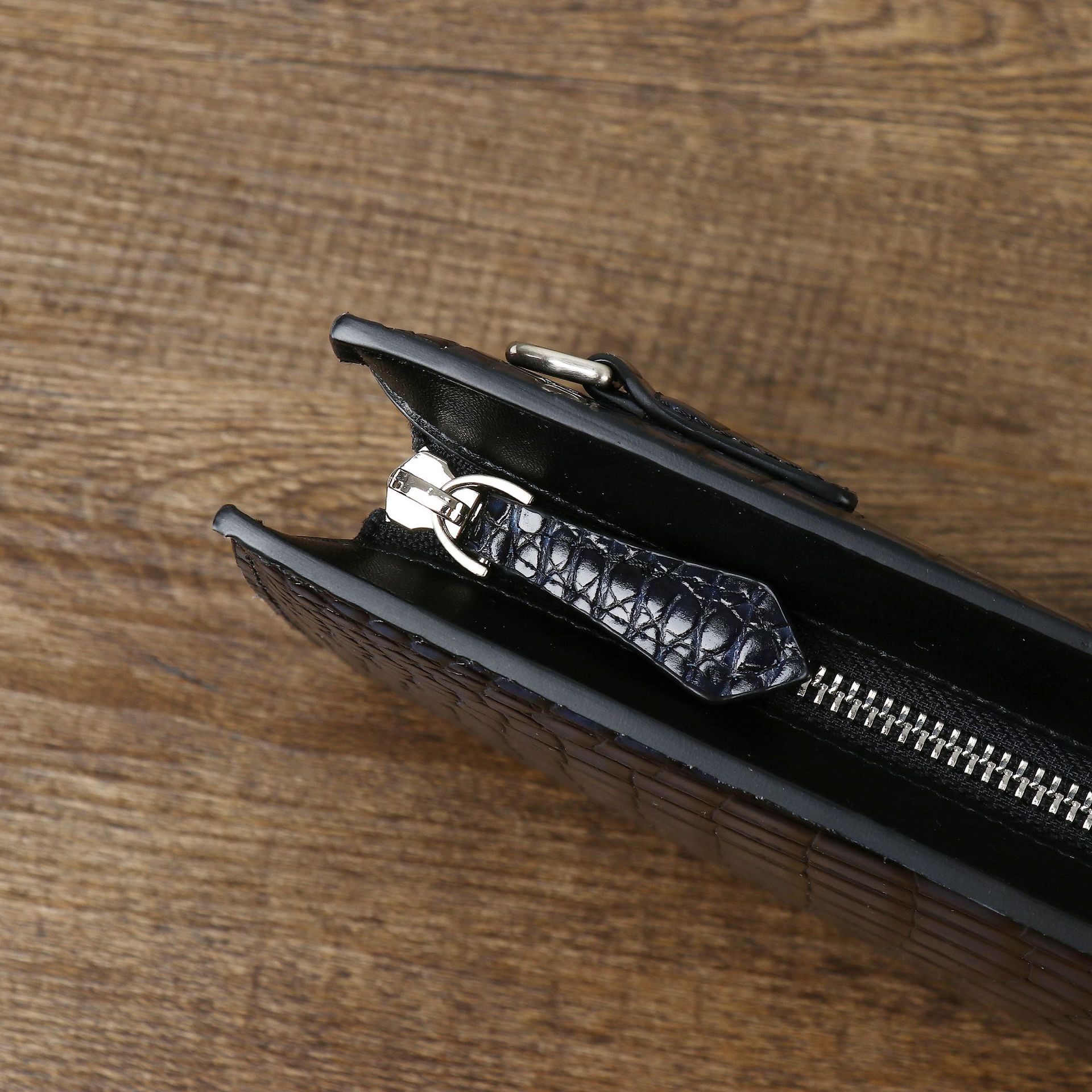 Túi clutch nam da cá sấu in họa tiết bụng cá sấu, ví cầm tay đa năng dung tích lớn, phong cách công sở chi tiết 5