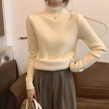 加绒加厚一体绒针织打底衫女秋冬新款显瘦上衣内搭半高领保暖毛衣