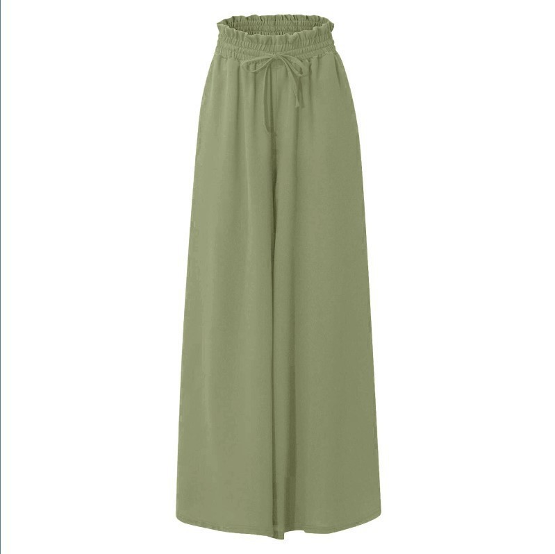Women's Clothing Summer Wide Leg Trousers For Women High Waist Elastic Waistband Long Skirt Pants Design For Formal & Casual For Women_ecoleips.com