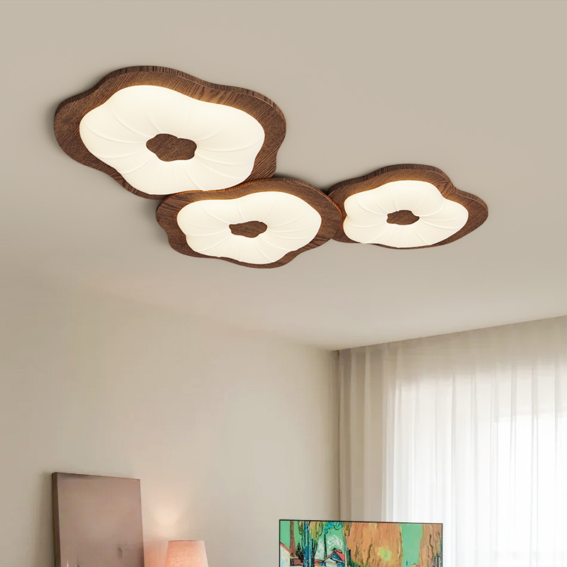 Lámpara de techo de combinación de hoja de loto de estilo antiguo, lámpara principal de sala de estar, habitación de dormitorio retro francés, lámpara de protección ocular led de alta calidad