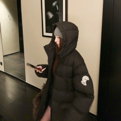 毒家现货原标M蒙家网红款中长款大号毛毡徽章90白鹅绒羽绒服外套