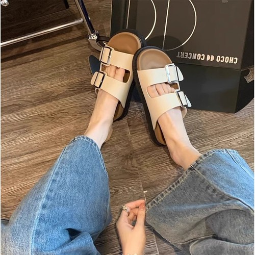 Women's Cross-border International Trade Large Size Thick Sole Slippers 2024 Autumn New French Casual Soft Sole One-piece Slippers