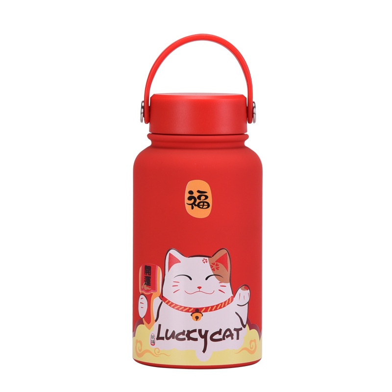 Nueva transfronteriza 650ml taza de vacío de boca ancha portátil de vacío niños estudiante deportes hervidor de agua de impresión al aire libre taza