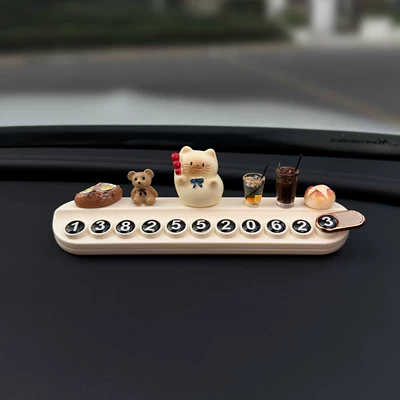 Mobile Phone Number Plate for Moving | Nömrəli dayanma kartı - candied-haws-cute-kitten-alkaline-water-bag-teddy-bear-lemon-tea-american-style-bread-white-scented-number-tag