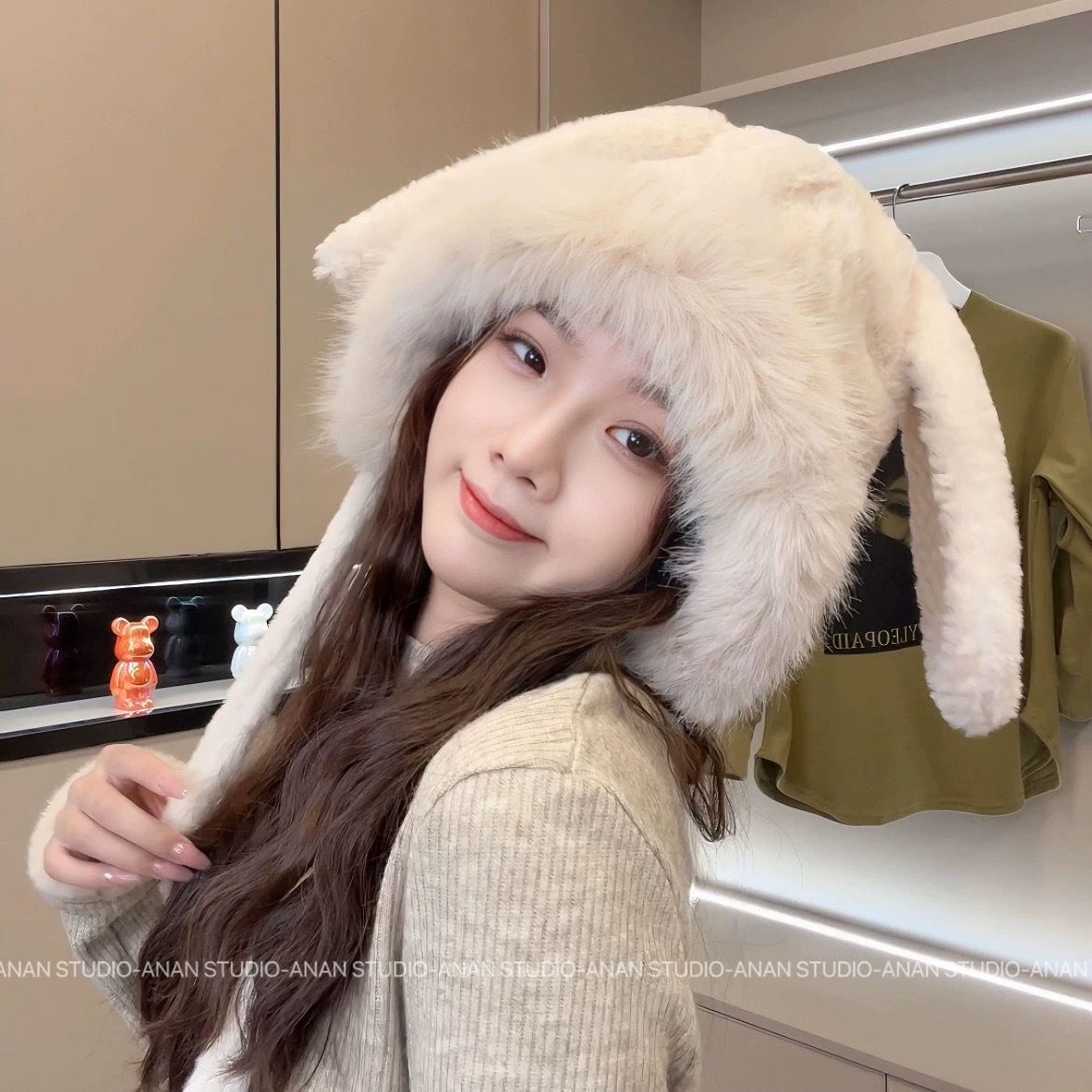 Demi-season keep warm velvet cute hat with hood
