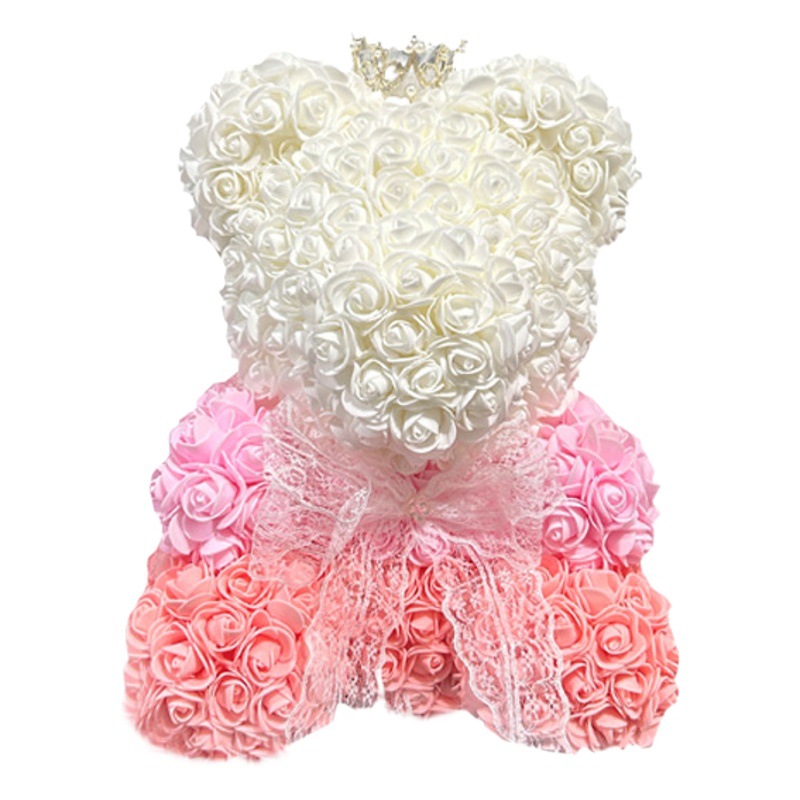 Oso de Rosas Preservadas, Regalo para el Día de San Valentín, Festival Qixi, Regalo de Cumpleaños para Novia, Oso Degradado, Oso de Espuma Floral PE
