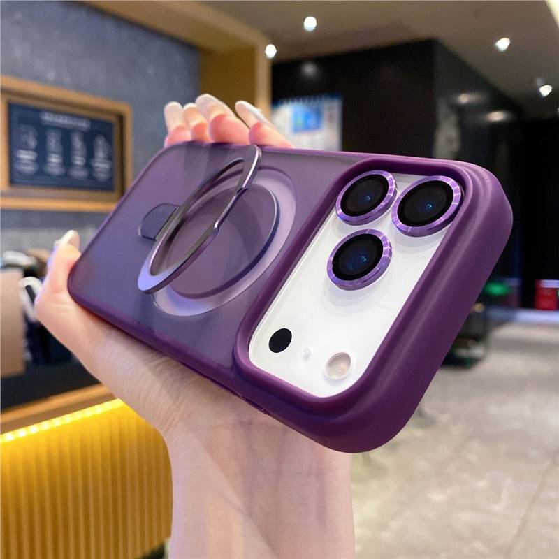 苹果17手机壳iPhone17磁吸支架保护套防指纹自带镜头膜全包保护套|undefined