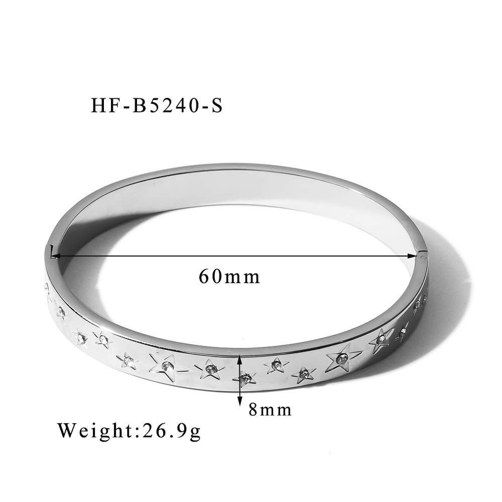 Espejo transfronterizo europeo y americano pulido de ala ancha estrella de cinco puntas clásica de 8MM con pulsera de hebilla de estrella de diamantes fábrica de 18K al por mayor