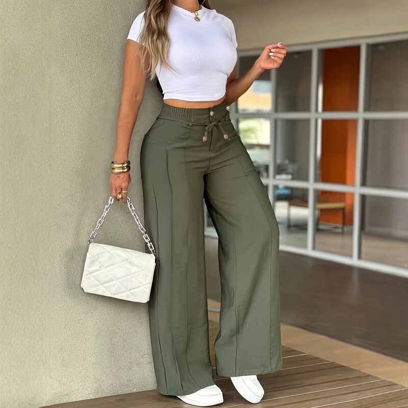 2026 cross-border European and American style wide-leg pants with front and mid-seam, drawstring, hip-covering, and flowing design, casual long pants for women, wholesale 2026 cross-border European and American style wide-leg pants with front and mid-seam, drawstring, hip-covering, and flowing design, casual long pants for women, wholesale