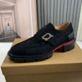Letter buckle ywen granular suede